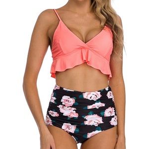 Coskaka High Waisted Ruffle Swimsuit